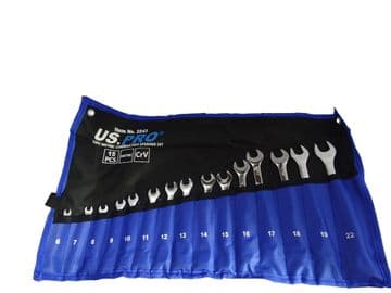 US PRO 15 PC METRIC COMBINATION SPANNER SET (2243)