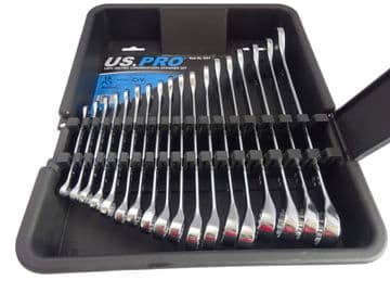 US PRO 18 PC METRIC COMBINATION SPANNER SET (2051)