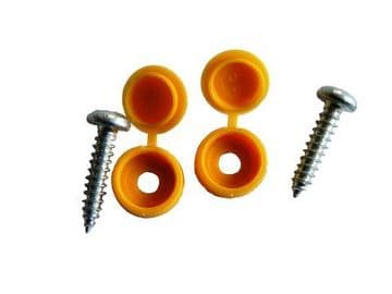 YELLOW NUMBER PLATE SELF TAPPING SCREWS WITH CAPS