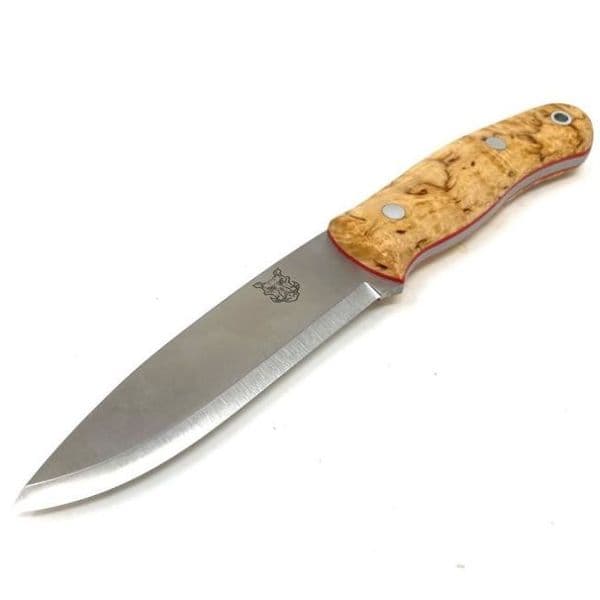 Mk II TBS Boar Bushcraft Knife - TBS Firesteel Edition - Curly Birch - Multi Carry Sheath