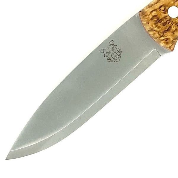 Mk II TBS Boar Bushcraft Knife - TBS Firesteel Edition - Curly Birch - Multi Carry Sheath