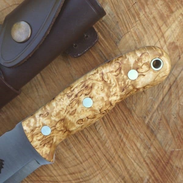 TBS Grizzly Bushcraft Survival Knife - Curly Birch - TBS Firesteel Edition