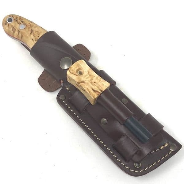 TBS Grizzly Bushcraft Survival Knife - Curly Birch - TBS Firesteel Edition