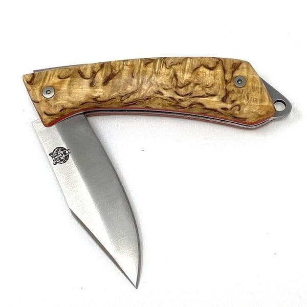 TBS Sabretooth Folding Lock Knife - Curly Birch