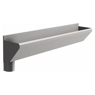 3 User 2400mm H&L Surgeons Scrub Up Trough Sink - HBN 00-10 & HTM 64 - Splashback, Left Hand Waste
