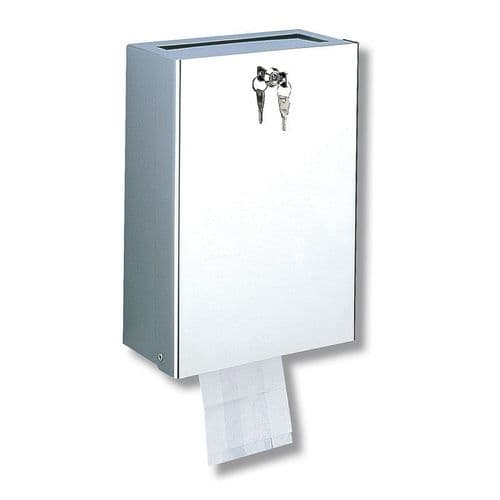Delabie 2561D Wall-Mounted Combi Hygienic Bag Dispenser + Bin - 9L