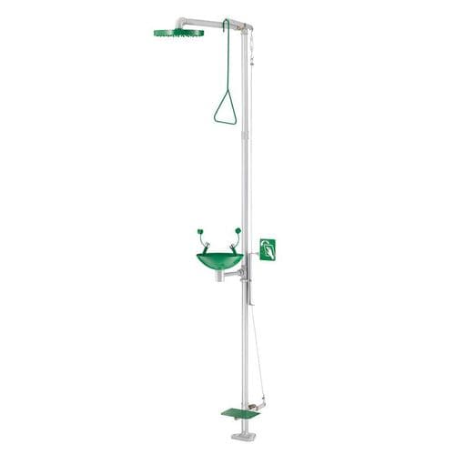 Delabie 9203 Eye Wash and Safety Shower Combination Unit - Freestanding, Hand/Foot-Operated