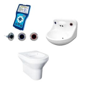 Delabie DVS Anti-Ligature High Risk Back-to-Wall Toilet, Basin Pack - Programmable Wave-On Controls