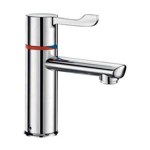 Delabie H9605610L SECURITHERM BIOCLIP Seq Thermostatic Deck-Mounted 100mm Lever Basin Mixer-Cop Tail