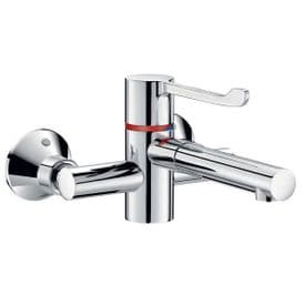 Delabie H9614P SECURITHERM 200mm Centre Wall-Mounted Manual Sink Mixer with Removable BIOCLIP Spout