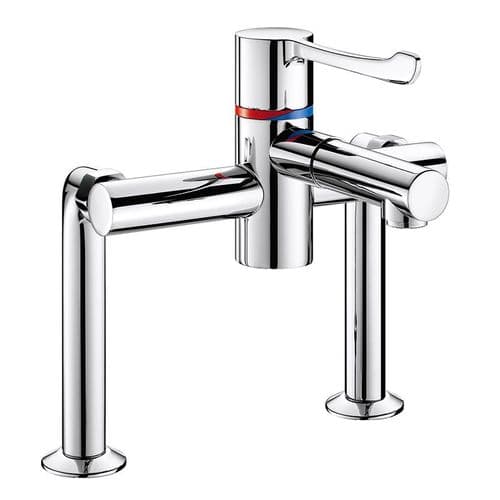 Delabie H9615 SECURITHERM 200mm Centre Deck-Mounted Manual Sink Mixer with Removable BIOCLIP Spout