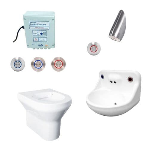 DVS Anti-Ligature High Risk Back-to-Wall Toilet, Basin & Shower Pack - Tactile Switch Controls