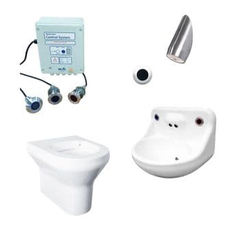 DVS Anti-Ligature High Risk Back-to-Wall Toilet, Basin & Shower Pack - Wave-On Controls