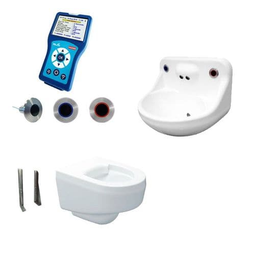 DVS Anti-Ligature High Risk Wall-Hung Toilet & Basin Pack - Programmable Wave-On Controls