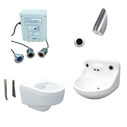 DVS Anti-Ligature High Risk Wall-Hung Toilet, Basin & Shower Pack - Wave-On Controls