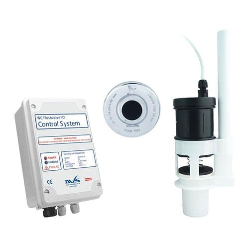 DVS WC Mains Powered Flushvalve Kit with 50mm Detection Wave-On Sensor + 3m Cable