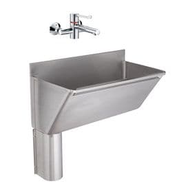 Franke G22029L 800mm Stainless Steel Surgeons Scrub-Up Trough with Left-Hand Outlet