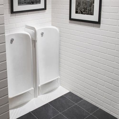 Healey & Lord 2 Station Back Inlet Niagara Floor Standing Slab Urinal Fused Run