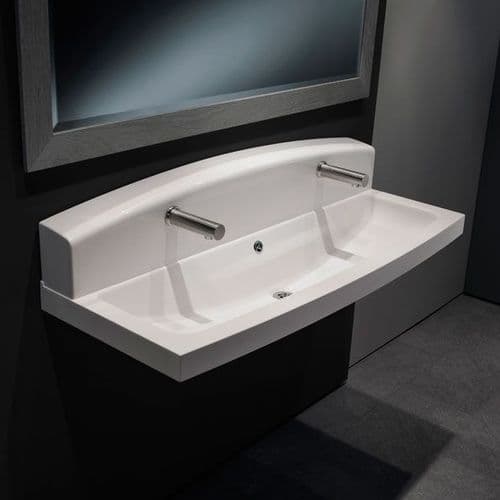 High-Back Composite Wash Troughs for Wall-Mounted Taps