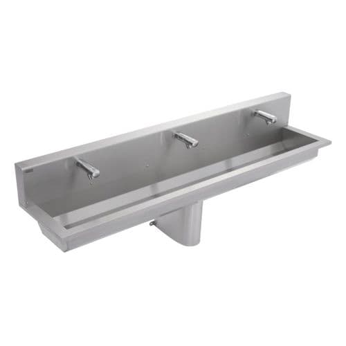 High-Back Stainless Steel Wash Troughs for Wall-Mounted Taps
