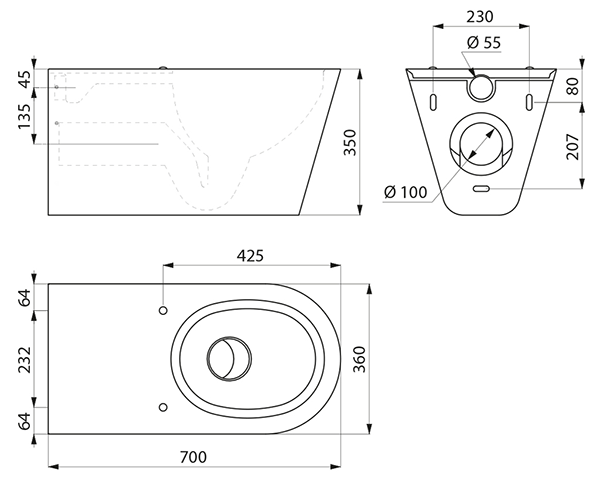 Delabie 110710 700 S Wall-Hung WC Pan