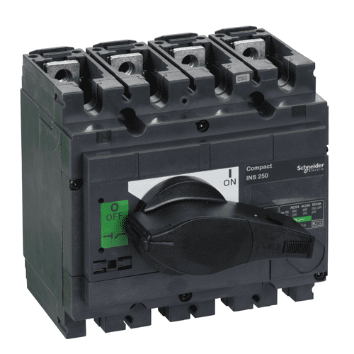 31107 Schneider Electric Switch Disconnector, Compact Ins250 , 250 A, Standard Version With Black Rotary Handle, 4 Poles (56)