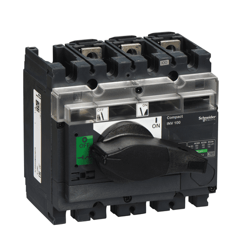 31160 Schneider Electric Switch Disconnector, Compact Inv100, Visible Break, 100 A, Standard Version With Black Rotary Handle, 3 Poles (56)
