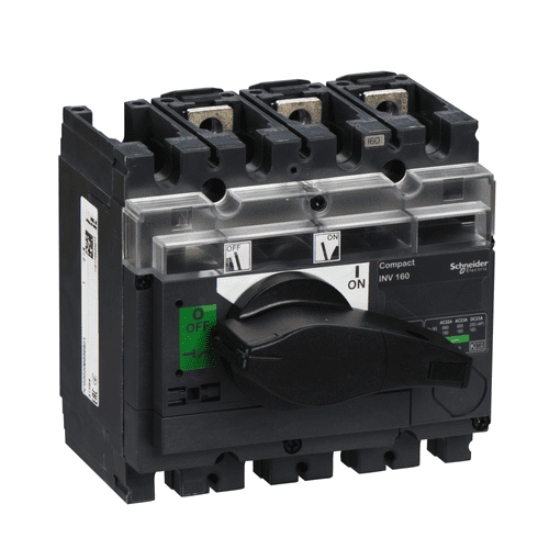 31164 Schneider Electric Switch Disconnector, Compact Inv160, Visible Break, 160 A, Standard Version With Black Rotary Handle, 3 Poles (56)