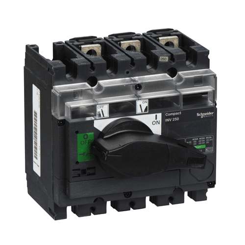 31166 Schneider Electric Switch Disconnector, Compact Inv250, Visible Break, 250 A, Standard Version With Black Rotary Handle, 3 Poles (56)