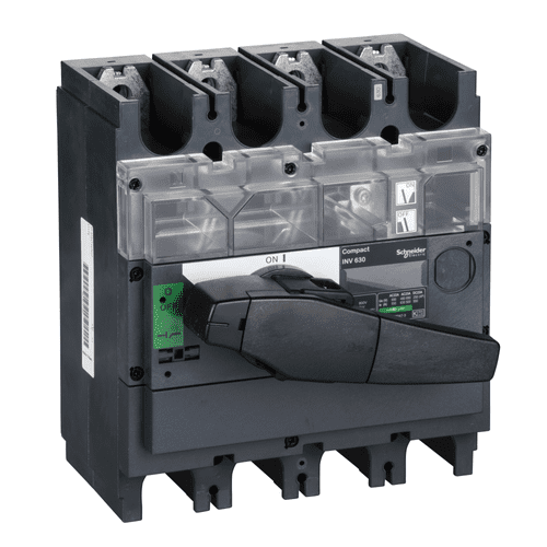 31175 Schneider Electric Switch Disconnector, Compact Inv630, Visible Break, 630 A, Standard Version With Black Rotary Handle, 4 Poles (56)