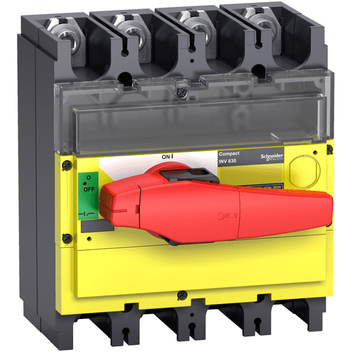 31191 Schneider Electric Switch Disconnector, Compact Inv400, Visible Break, 400 A, With Red Rotary Handle And Yellow Front, 4 Poles (56)