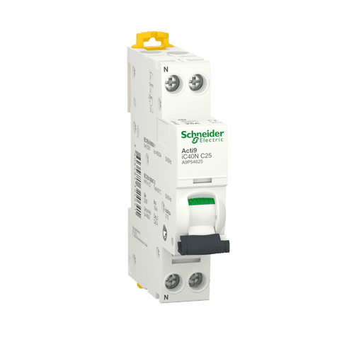 A9P54625       Schneider Electric    Acti9 Ic40N - Miniature Circuit-Breaker - 1P+N - 25A - C Curve - 6000A/10Ka