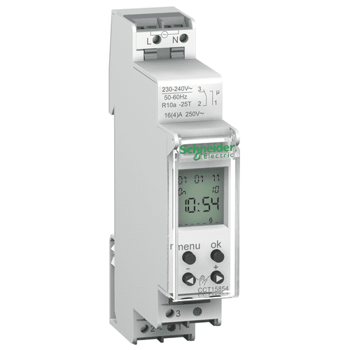 CCT15854 Schneider Electric Acti 9 - Ihp - 1C Digital Time Switch - 24 Hours + 7 Days