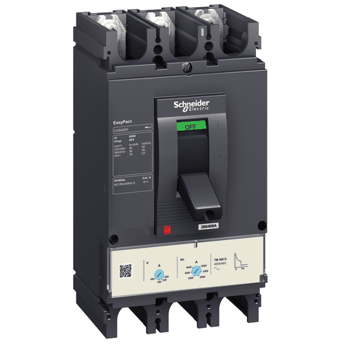 LV540306 Schneider Electric Circuit Breaker Easypact Cvs400F, 36 Ka At 415 Vac, 400 A Rating Thermal Magnetic Tm-D Trip Unit, 3P 3D