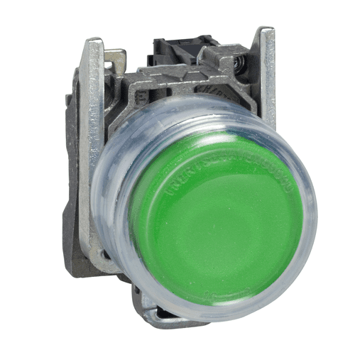 XB4BP31 Schneider Electric Push button, Harmony XB4, metal, projecting, green, 22mm, spring return, booted, unmarked, 1NO
