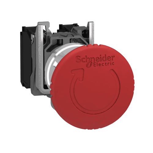 XB4BS8445EX Schneider Electric Emergency stop switching off, Harmony XB4 ATEX D, metal, red mushroom 40mm, 22mm, trigger latching turn to release, 1 NO + 1 NC, ATEX