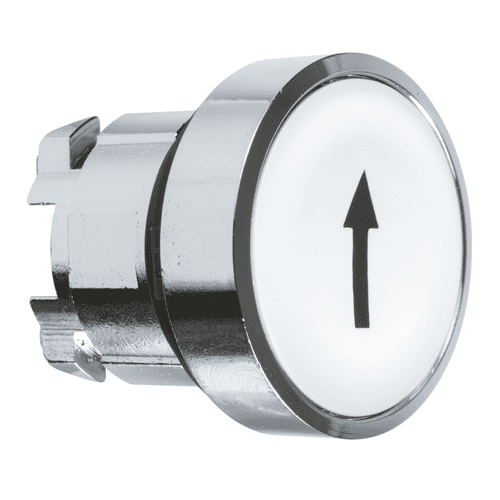 ZB4BA334 Schneider Electric Head for non illuminated push button, Harmony XB4, metal, flush, white, 22mm, spring return, marked UP ARROW