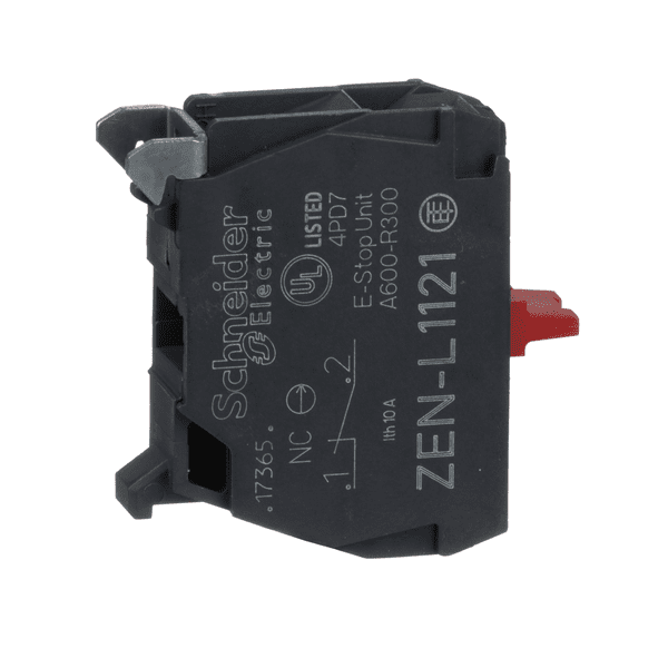 ZENL1121 Schneider Electric Single contact block, Harmony XALD, XALK, silver alloy, rear mounting, screw clamp terminal, 1NC
