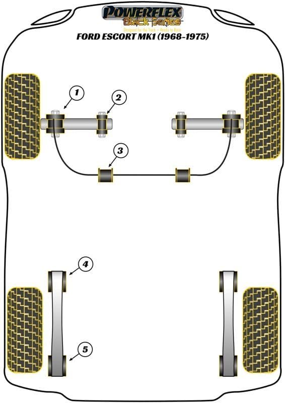FORD ESCORT MK4 Rear Suspension & Chassis Bushes in Poly Polyurethane