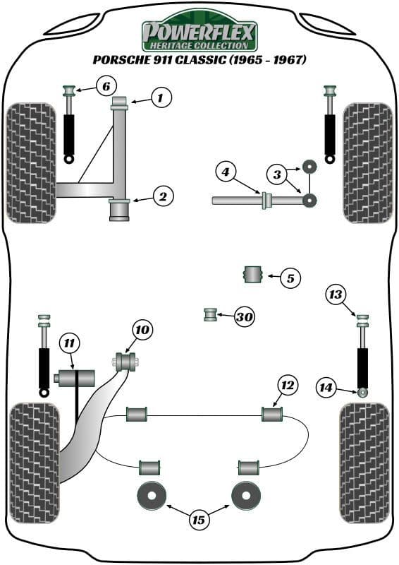 Porsche 911 Classic (1965-1967) Powerflex Heritage Grey Suspension bushes