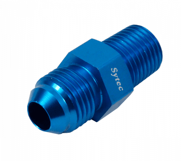 ALLOY STRAIGHT ADAPTOR 1/4 Nptf-JIC6 (BLUE)  ASA12