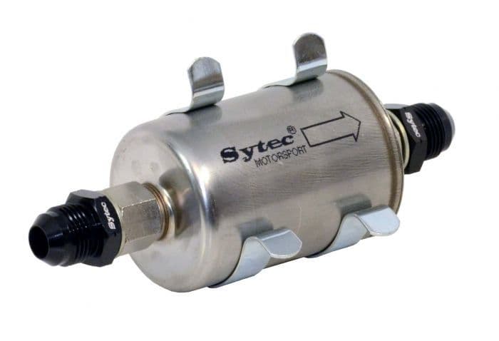 Sytec Motorsport Fuel Filter with JIC8 tails with Mounting Clips SSFMC206