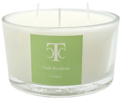 French Lime Blossom Scented Candle 80 hour Glass Bowl 3 wick