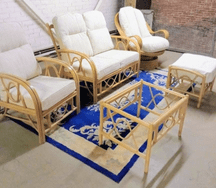 Bali 2 Seater Sofa, Chair,  Swivel Rocker Plus Coffee Table & Footstool - Fabric Jasper