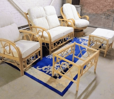 Bali 2 Seater Sofa, Chair, Swivel Rocker Plus Coffee Table & Footstool - Fabric Jasper