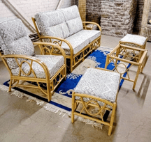 Bali Package - 3 Seater, x1 Chair, x2 Footstools Plus Coffee Table in Athena Diamond Fabric