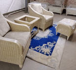 Brasilia Cane Chairs x2 Plus Side Table & Footstool