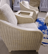 Brasilia Cane Chairs x2 Plus Side Table & Footstool