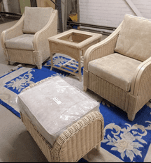 Brasilia Cane Chairs x2 Plus Side Table & Footstool