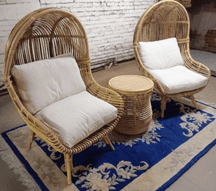 Loft Chairs x 2 Plus Table - Cotton Cream Fabric